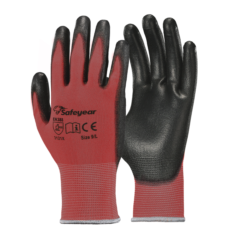 PU Coated Heavy Duty Work Gloves PN8003 Red