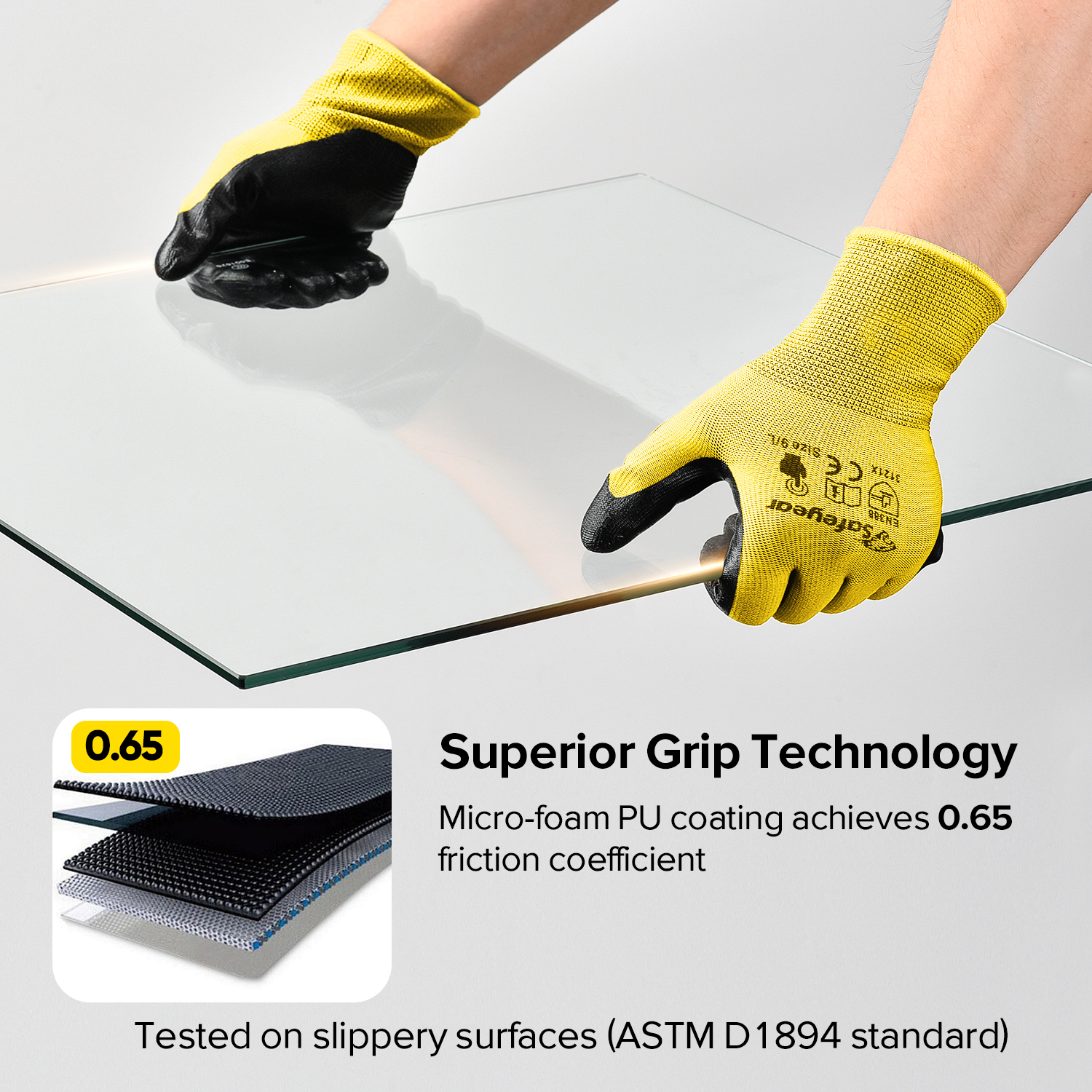 Nitrile Coated Safety Work Gloves N1552 Yellow