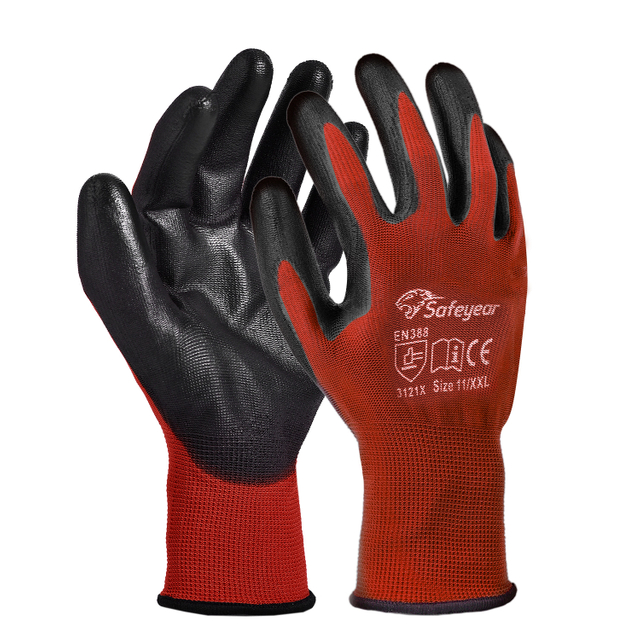 PU Coated Heavy Duty Work Gloves PN8003 Red