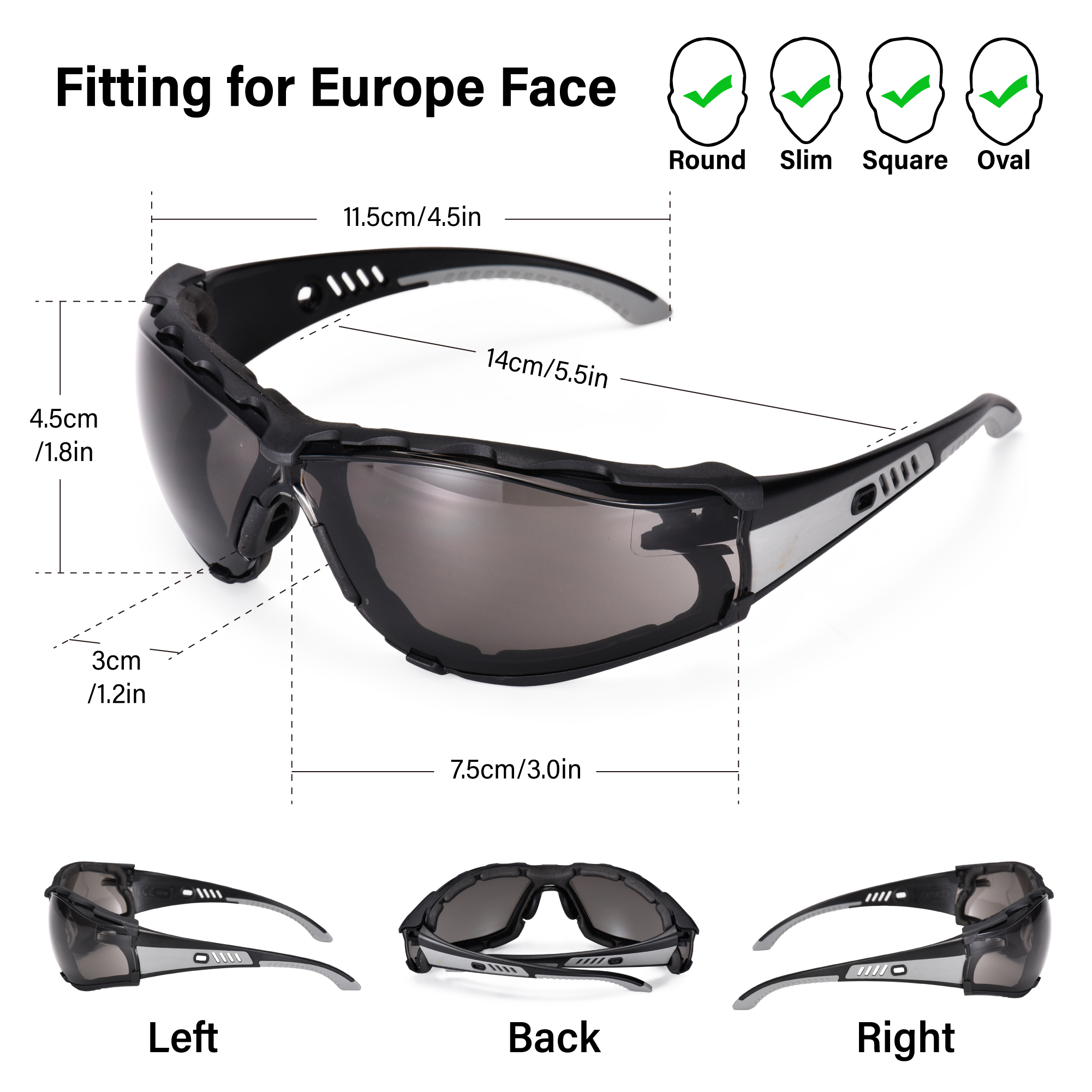 Ready Stock Protective Safety Glasses For Women SG037 Black