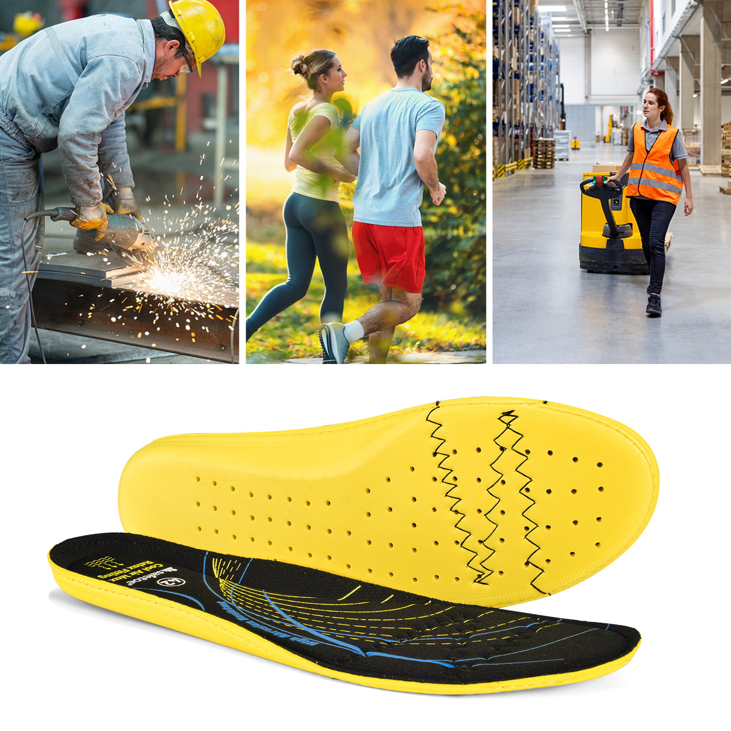 Safetoe Antibacterial Memory Foam Work Insoles – 3-Layer Comfort Support