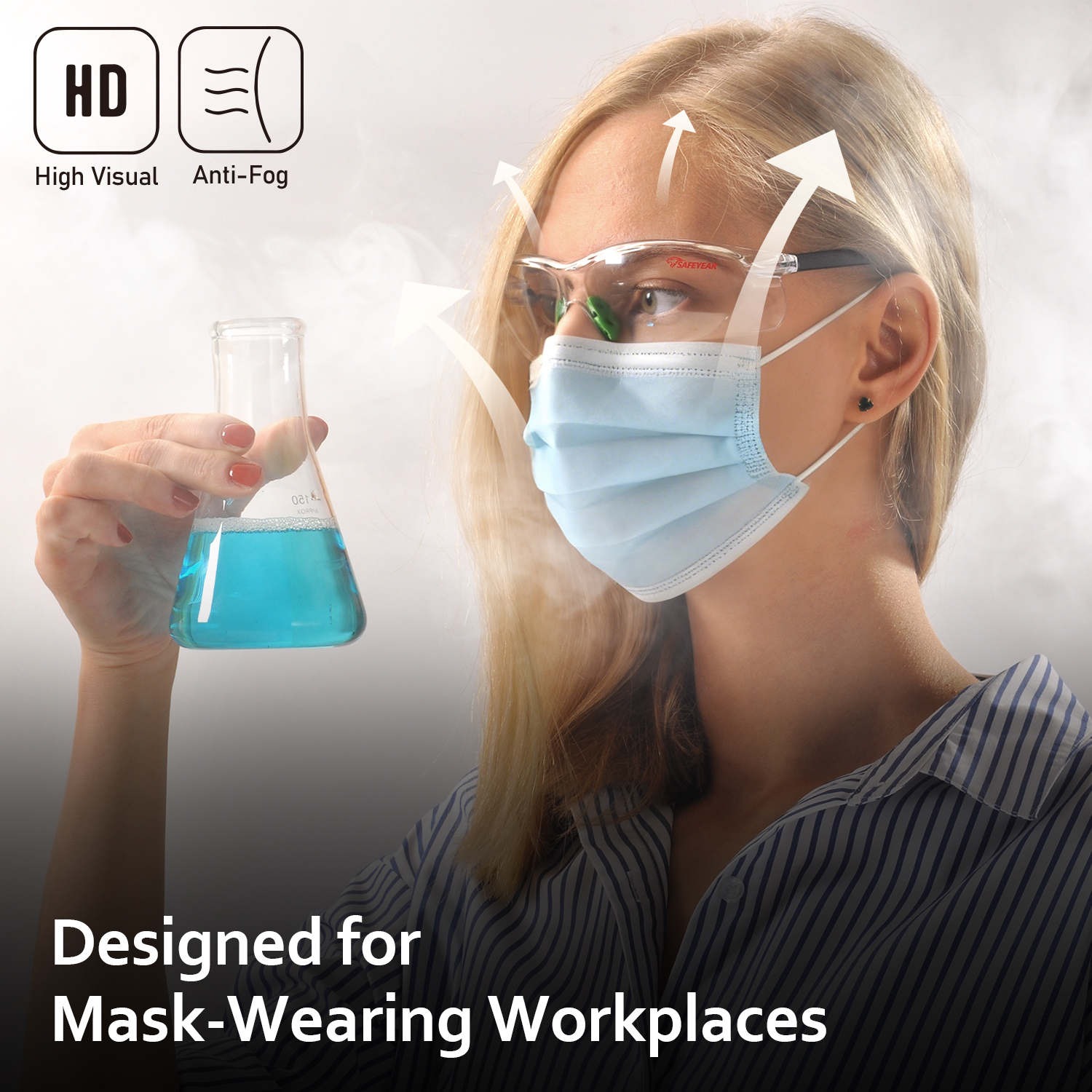 Ready Stock Anti-Fog Safety Glasses Anti-Scratch ANSI Z87.1 CE EN166 SG003 Green