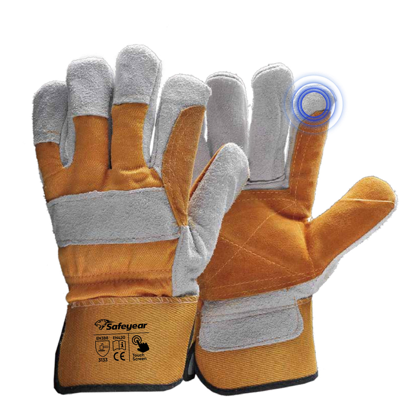 Working Leather Gloves Reinforced Leather Gloves Leather Impact Gloves Cut 5 FL-1015 Yellow