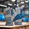 Anti-cut Glove with Cowhide Palm Leather Impact Gloves FL-1015 Blue