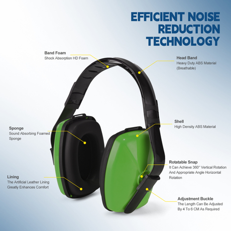  Protective Ear Muffs Noise Cancelling Hearing EM-5003 Green