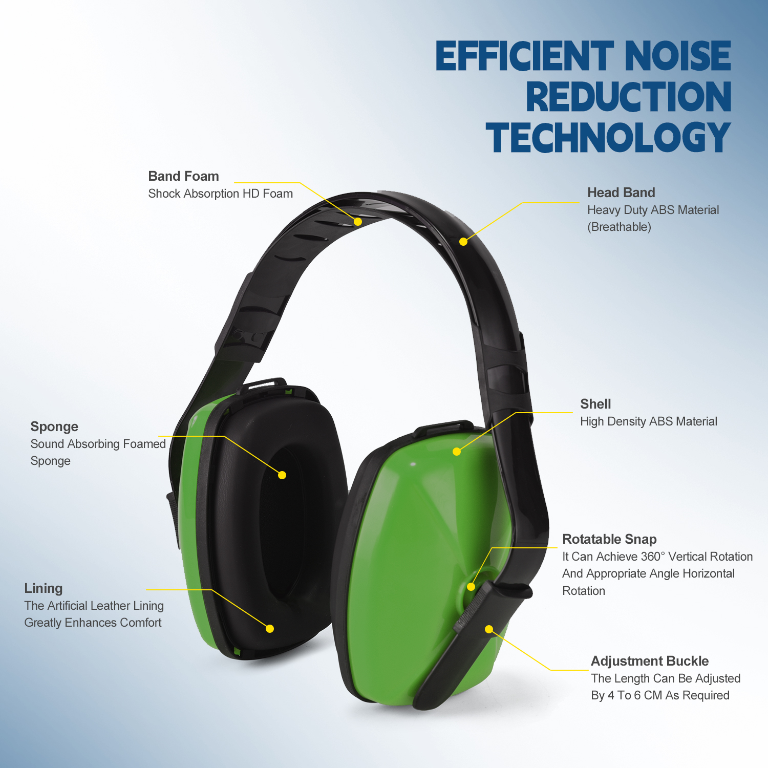  Protective Ear Muffs Noise Cancelling Hearing EM-5003 Green