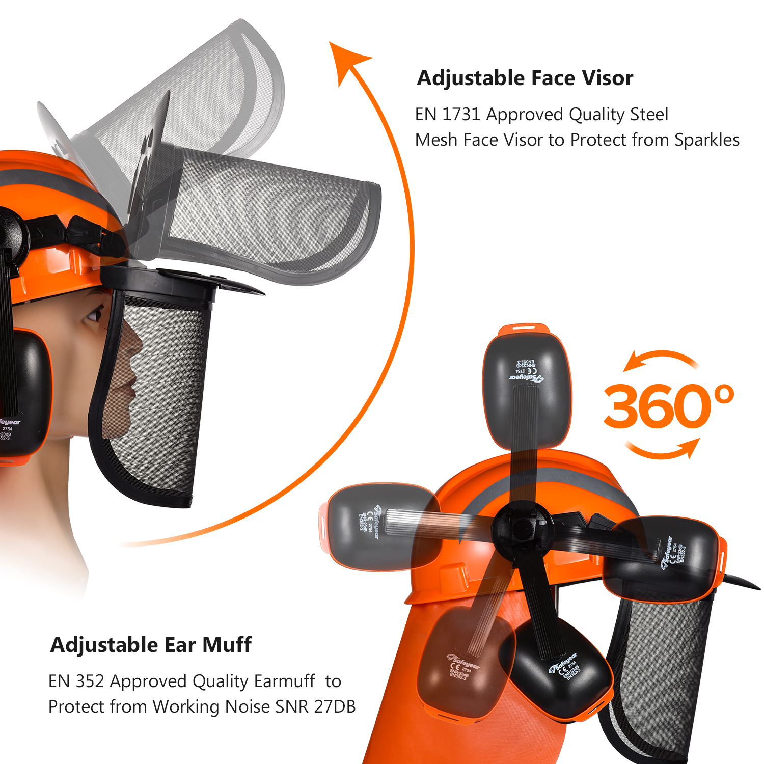 Forest Helmets & Face Shield Protection Hat M-5009 Orange