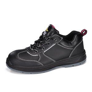 Black Cow Leather Womens Work Shoes with Safety Steel Toe L-7508 Smooth