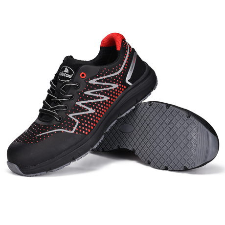 Ultra Light Weight & Breathable Non Metallic Safety Shoes L-7530 red
