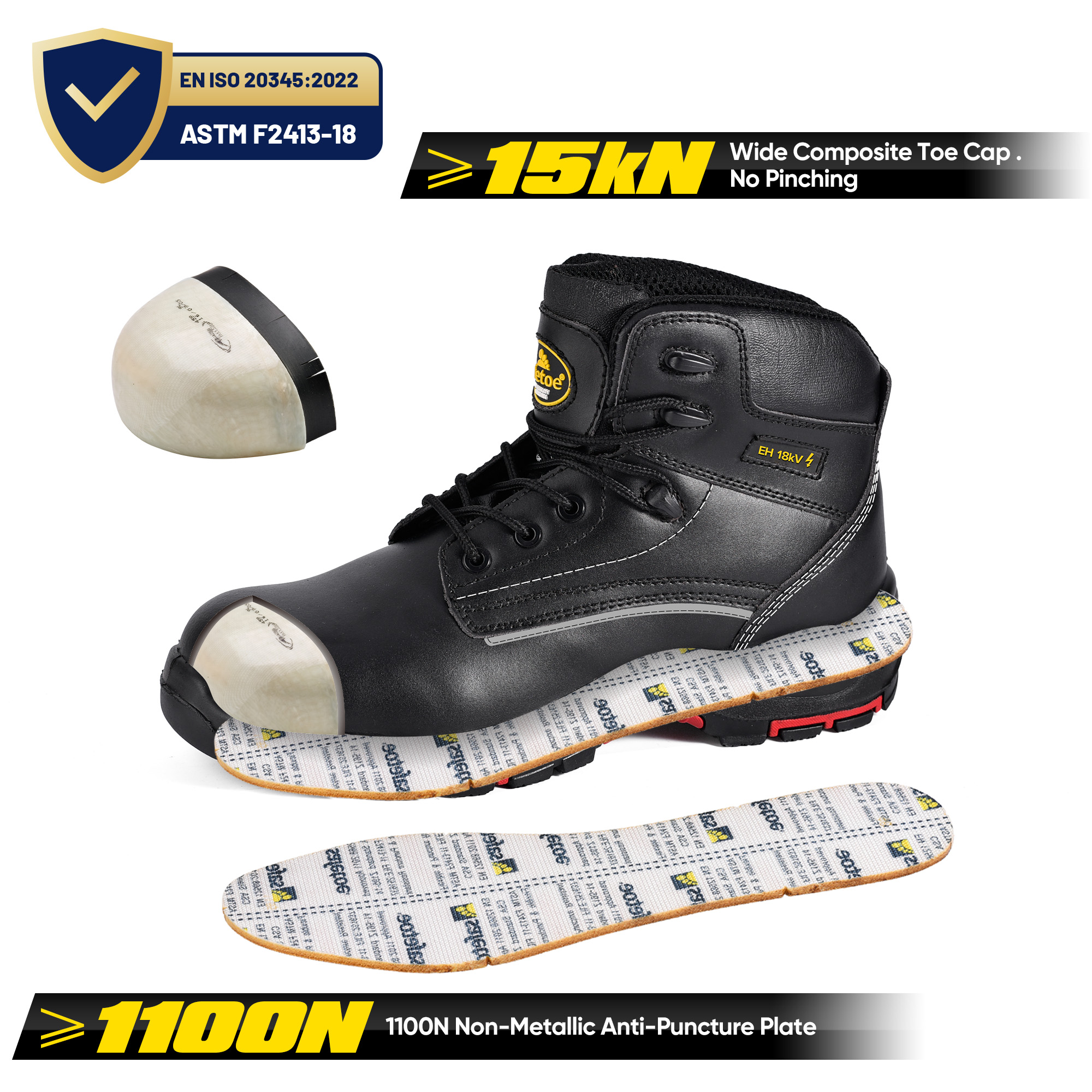 Electrical Hazard Insulation Rubber Eh Rated Safety Work Boots 