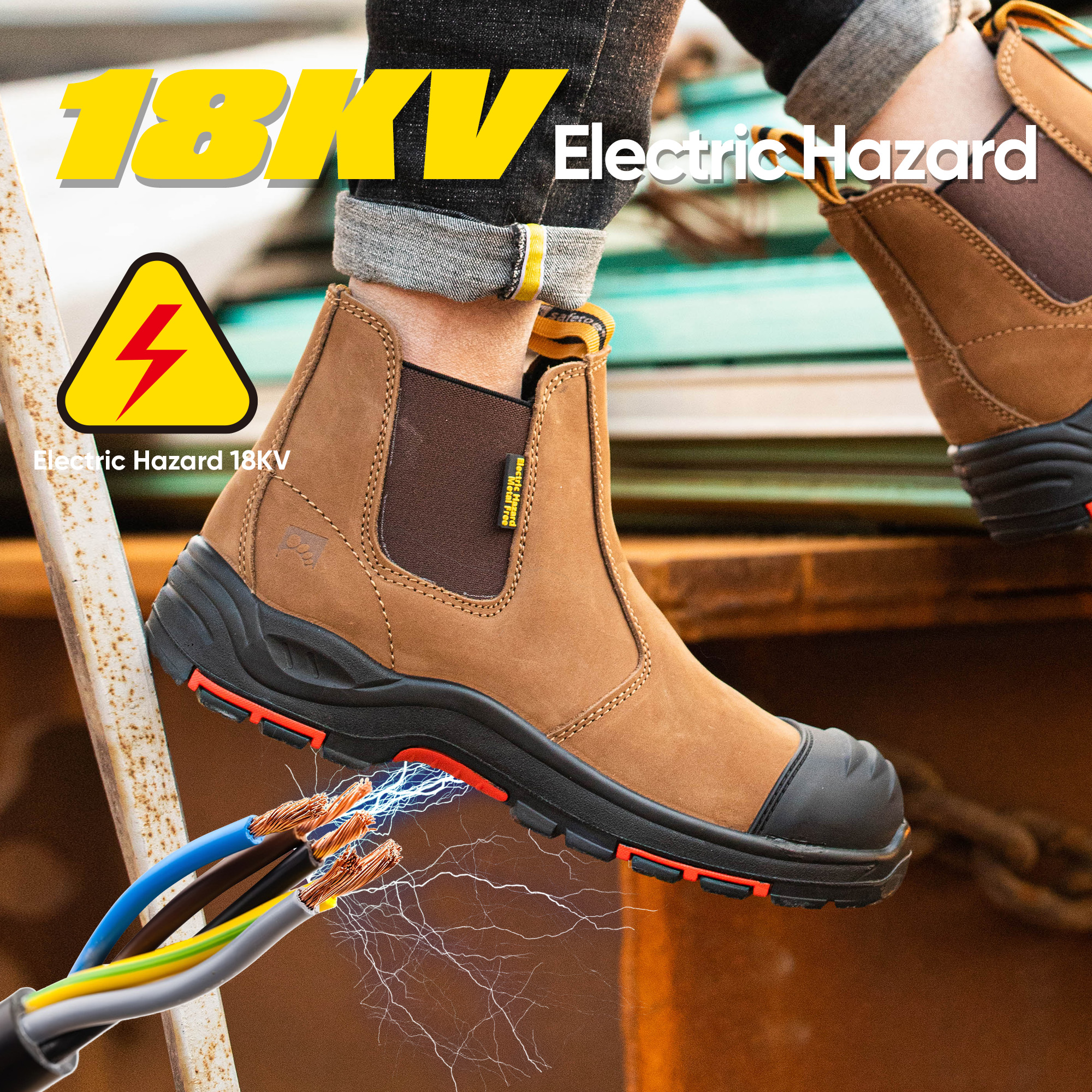 Slip on Electrical Insulation Rubber Steel Toe Insulated Work Safety Boots