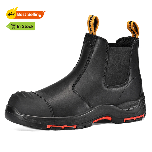 Black Leather Safety Boots for Men And Women M-8025NB BK