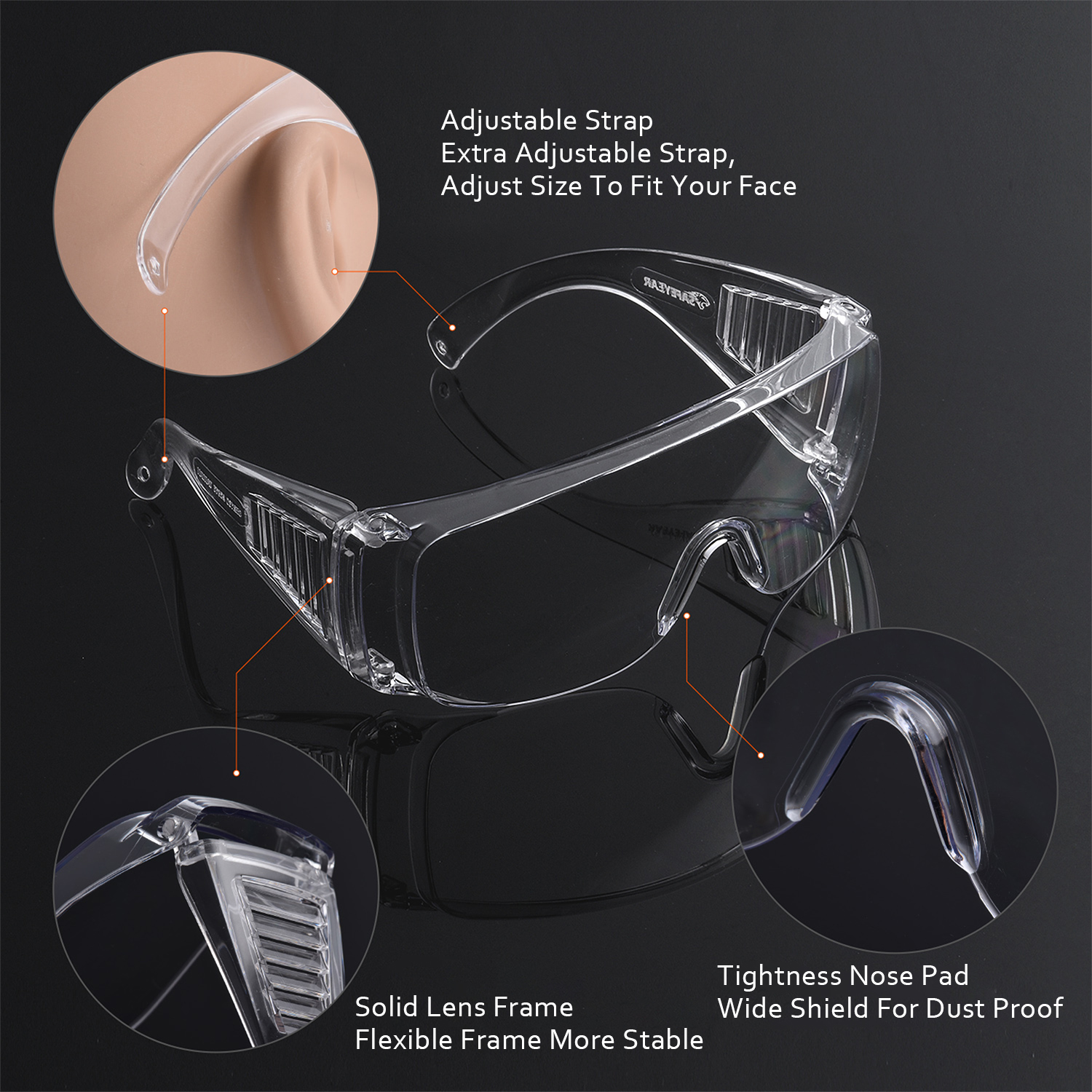 Ready Stock Over Glasses Clear Safety Glasses SG035