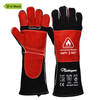  Leather Gloves Heat Resistant Welding Gloves FL-1023 Black & Red