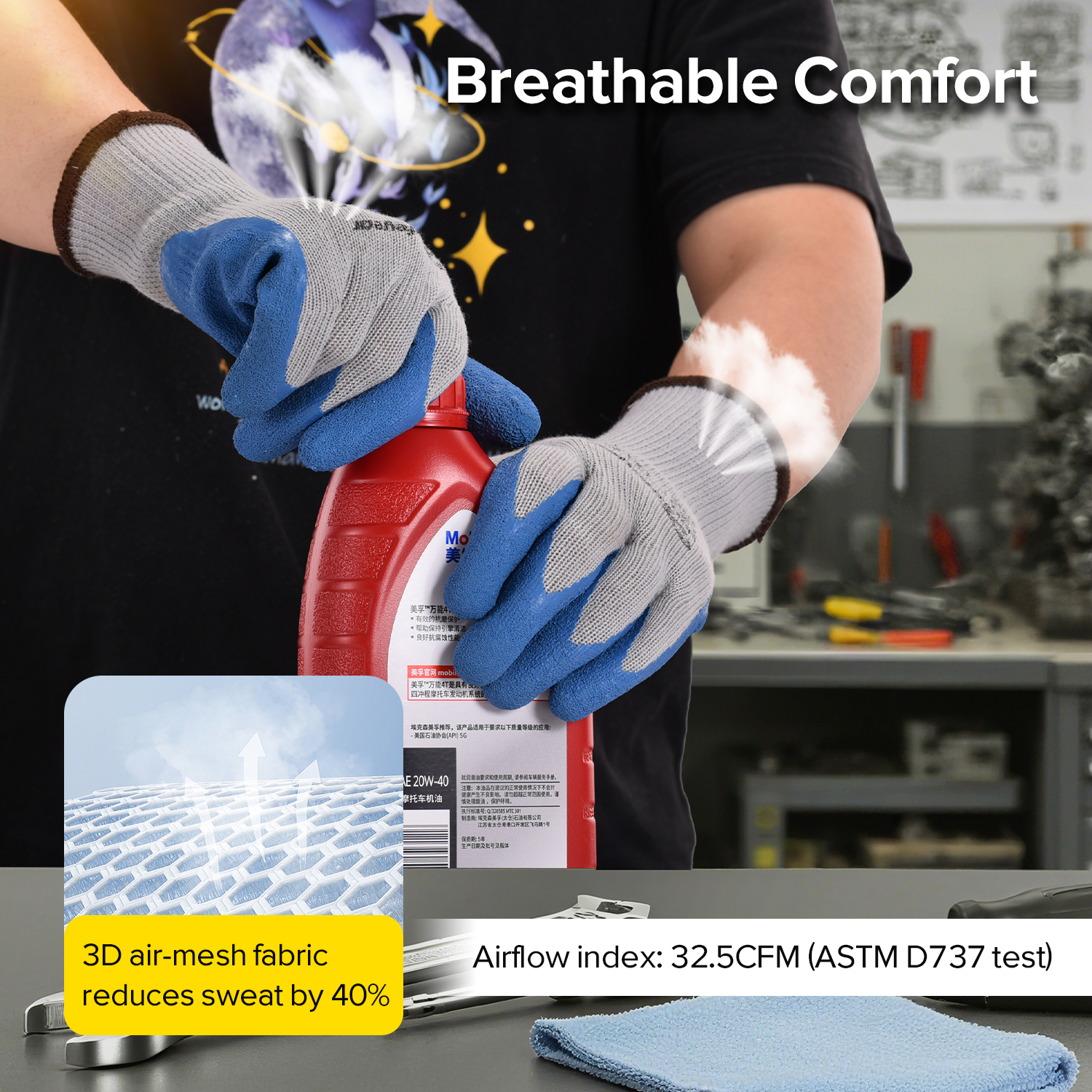 Latex Coated Safety Work Gloves LY-3013 Blue