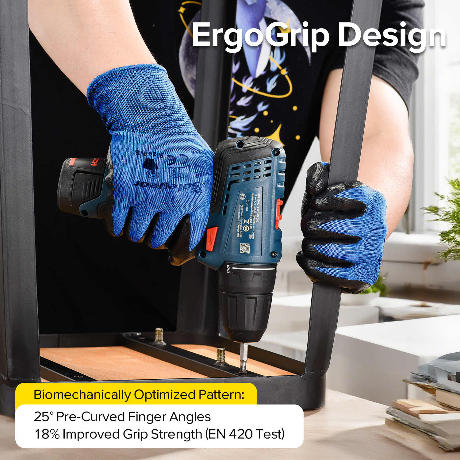 Nitrile Coated Safety Work Gloves N1552 Blue