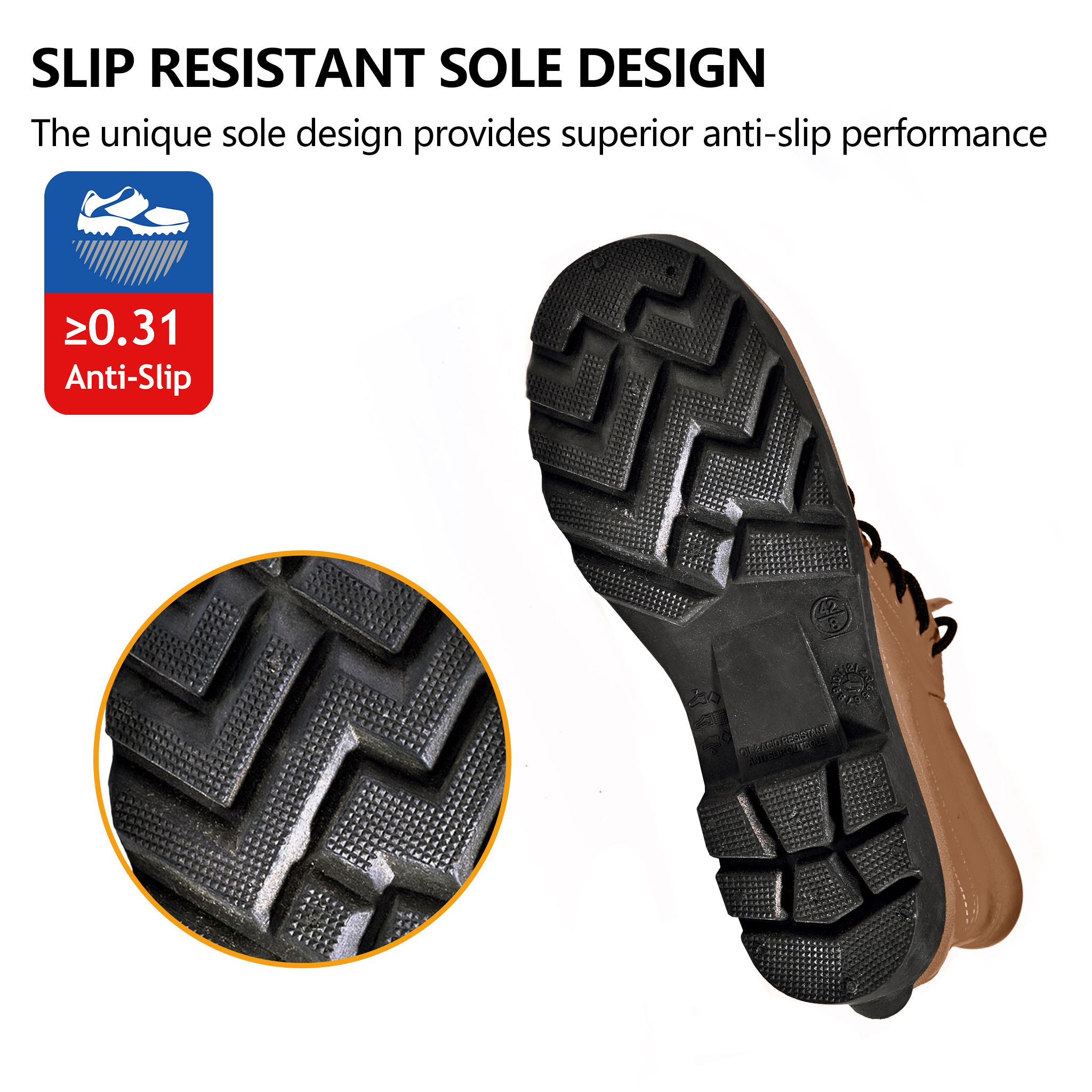 Men's Low Rain Boots W-6050 Brown SteelGuarder