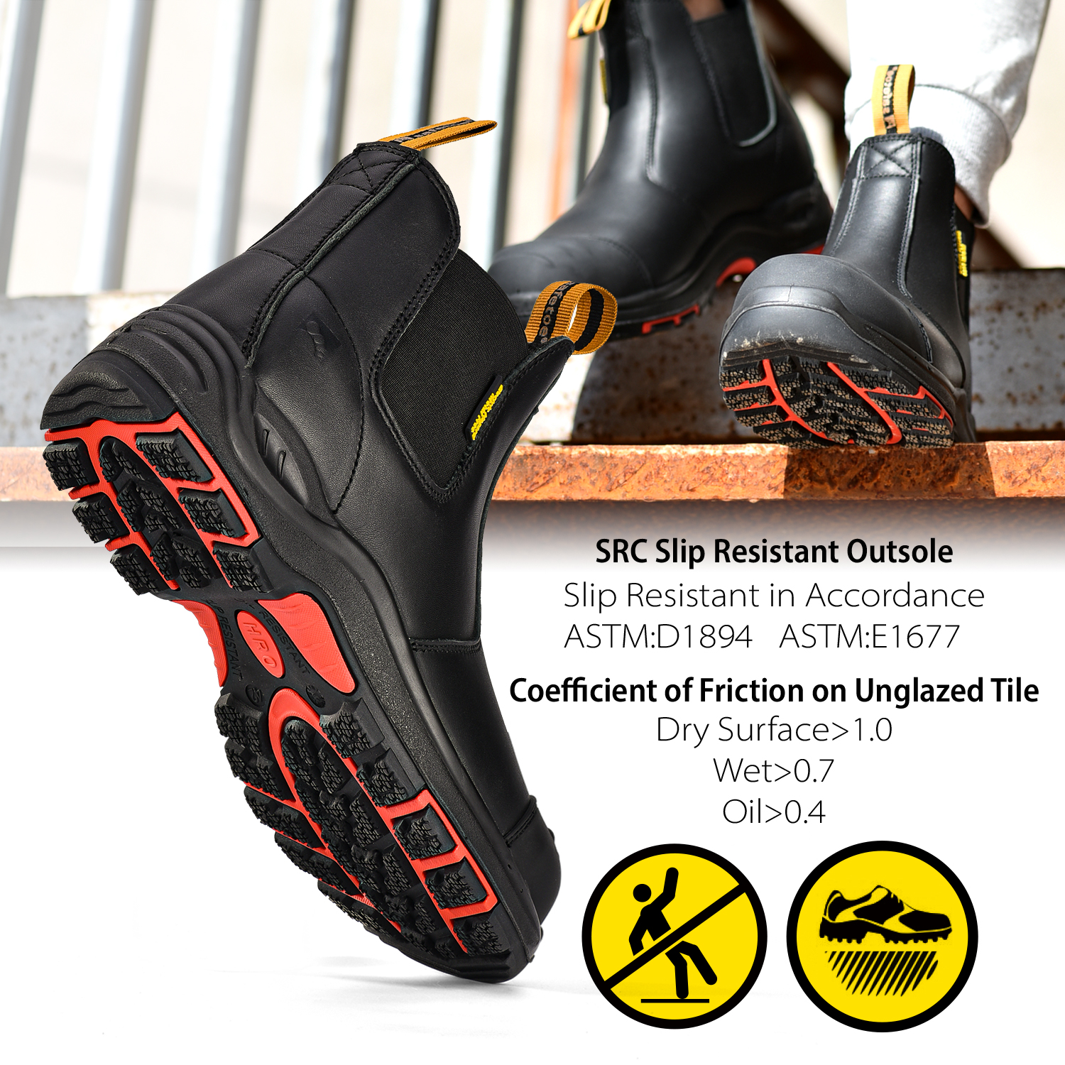 Composite Toe Slip-On Mining Safety Boots M-8025NBK