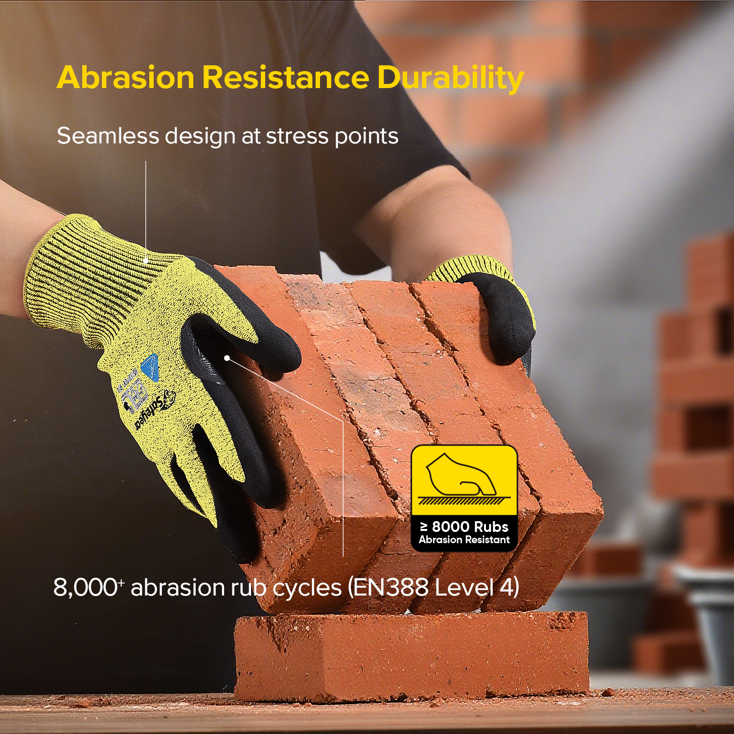 Cut Resistant Safety Work Gloves PD8045 Yellow