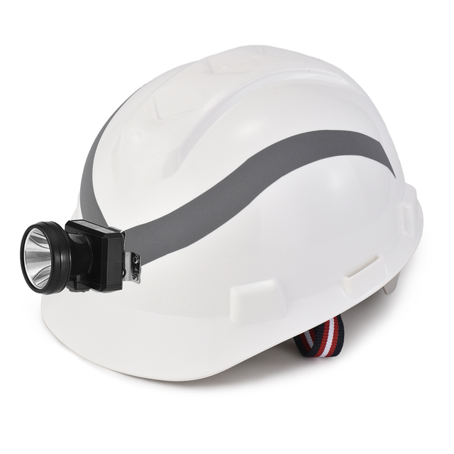 Underground Utility Safety Helmet with Headlamp and Reflective Strips