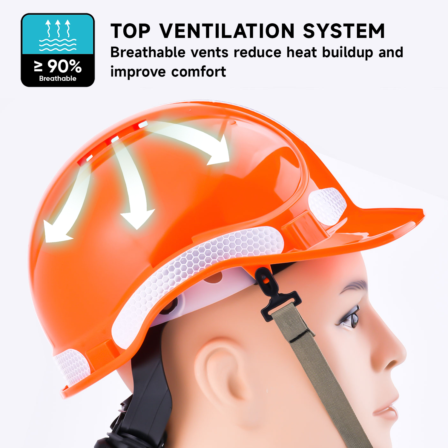 Hi-Vis Vented Safety Helmet with Reflective Strips
