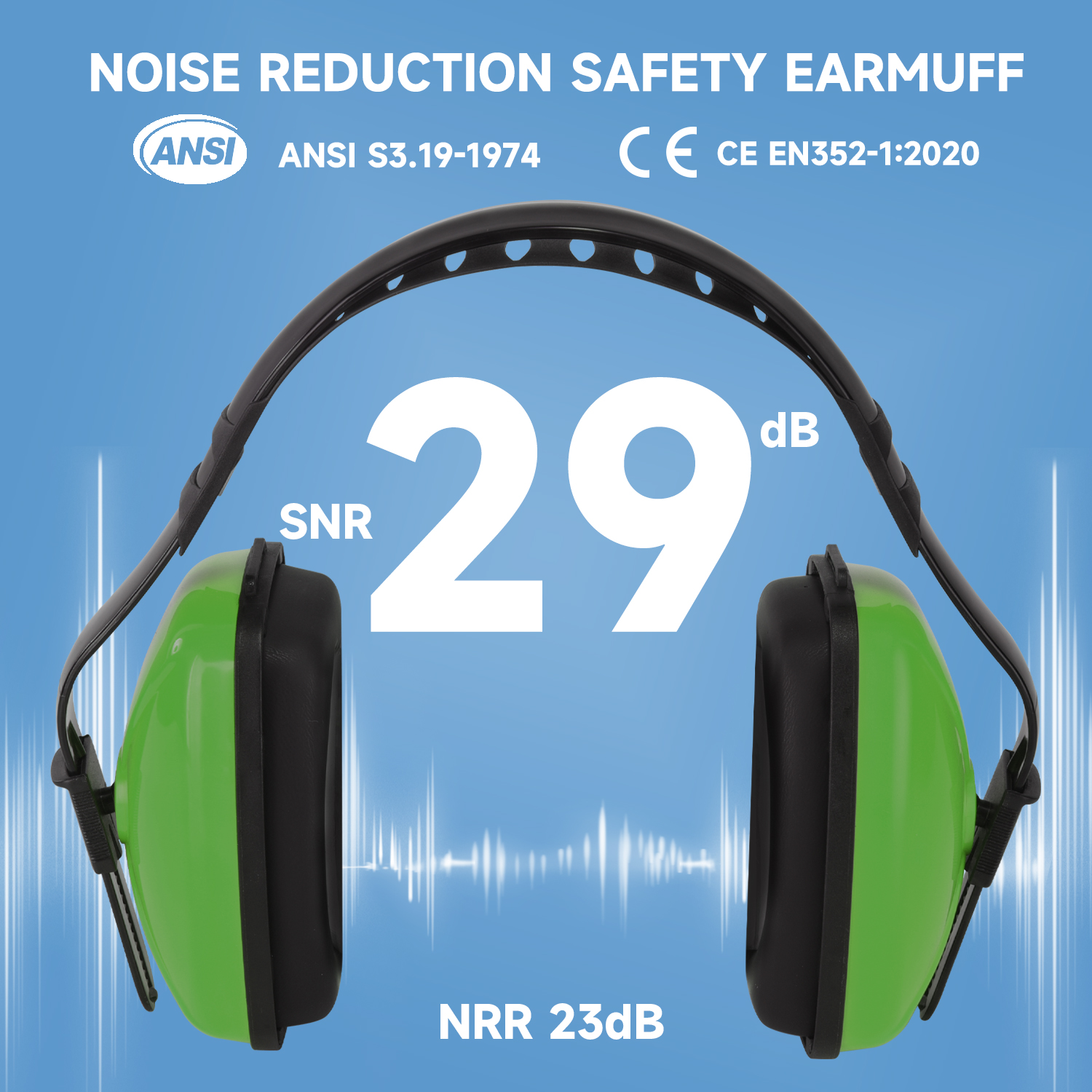  Protective Ear Muffs Noise Cancelling Hearing EM-5003 Green