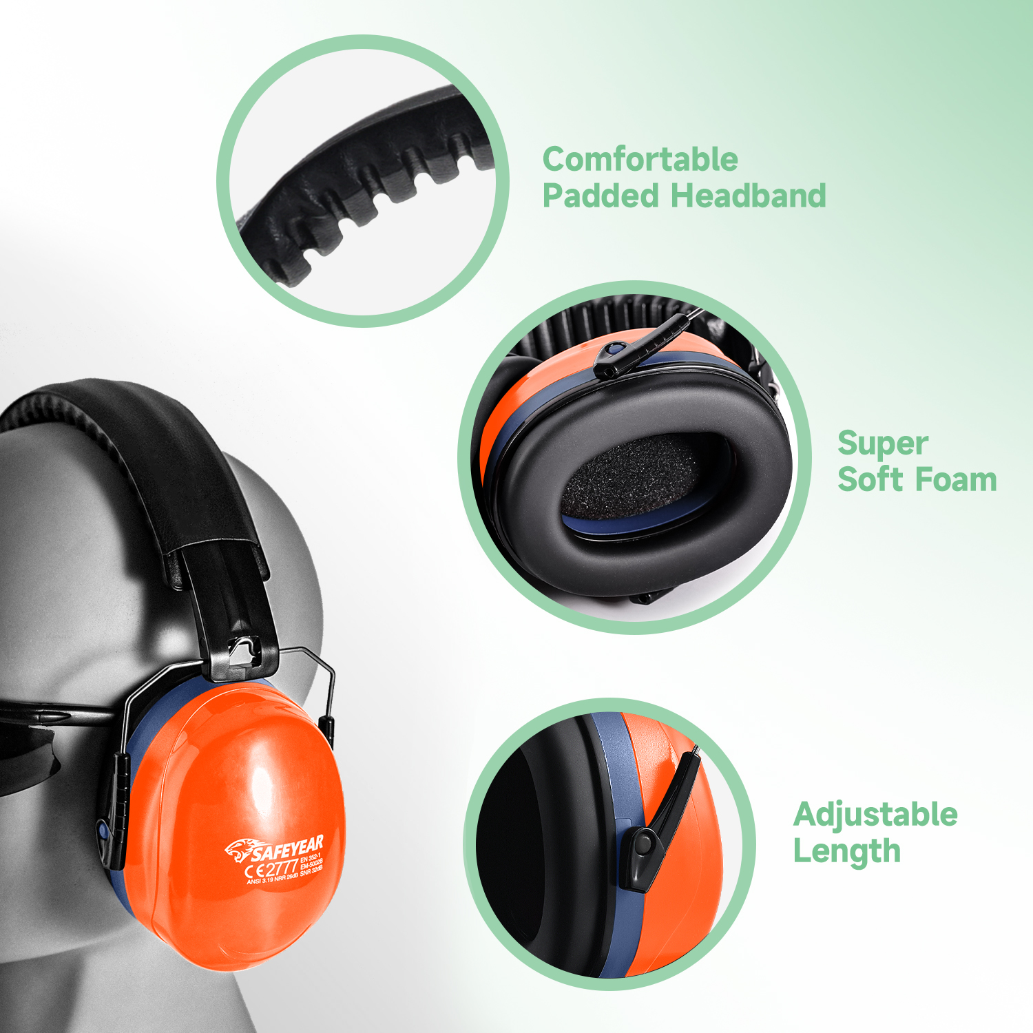 Ready Stock ABS Protective Ear Muffs EM-5002 Orange