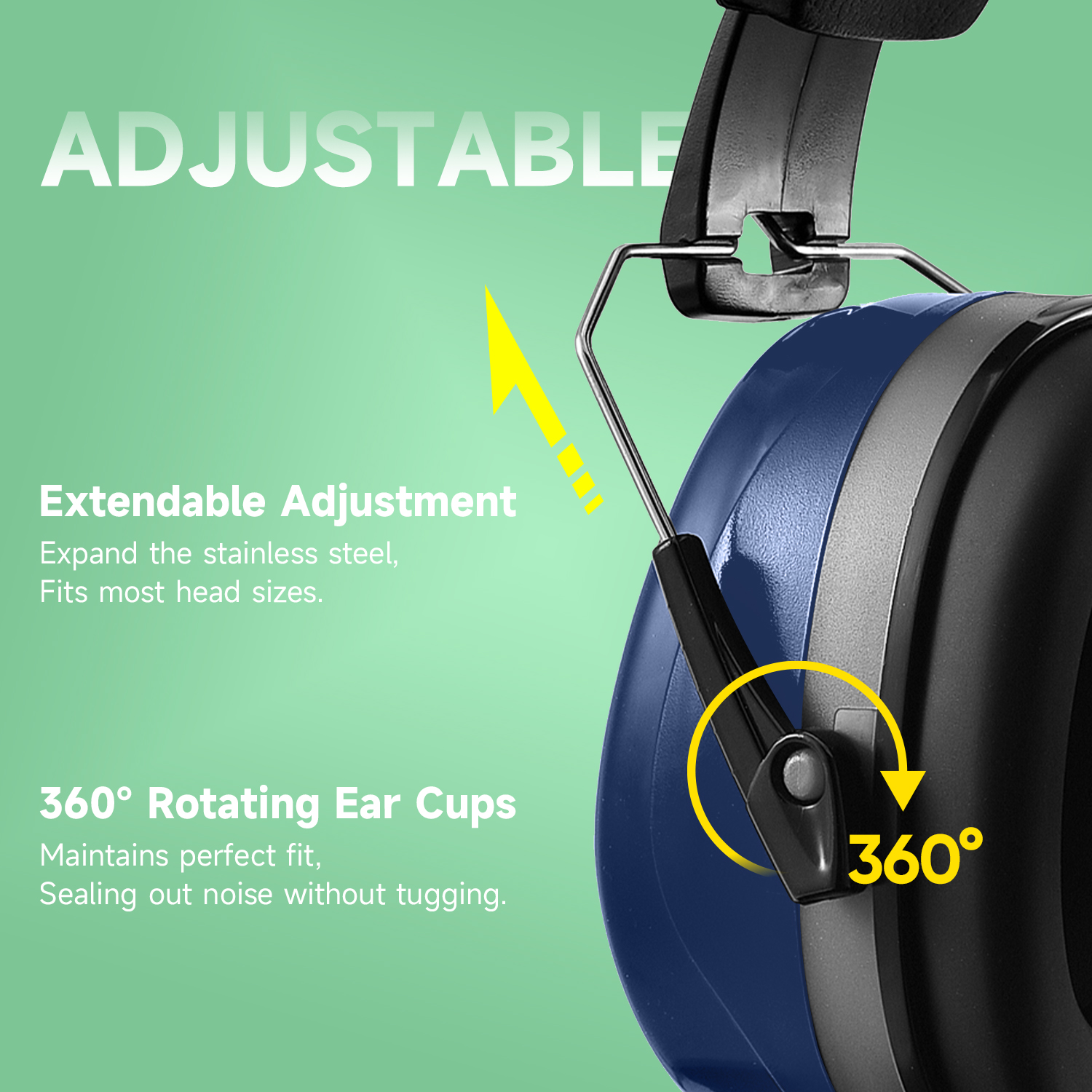Foldable ABS Hearing Protective Ear Muffs EM-5002B Dark Blue