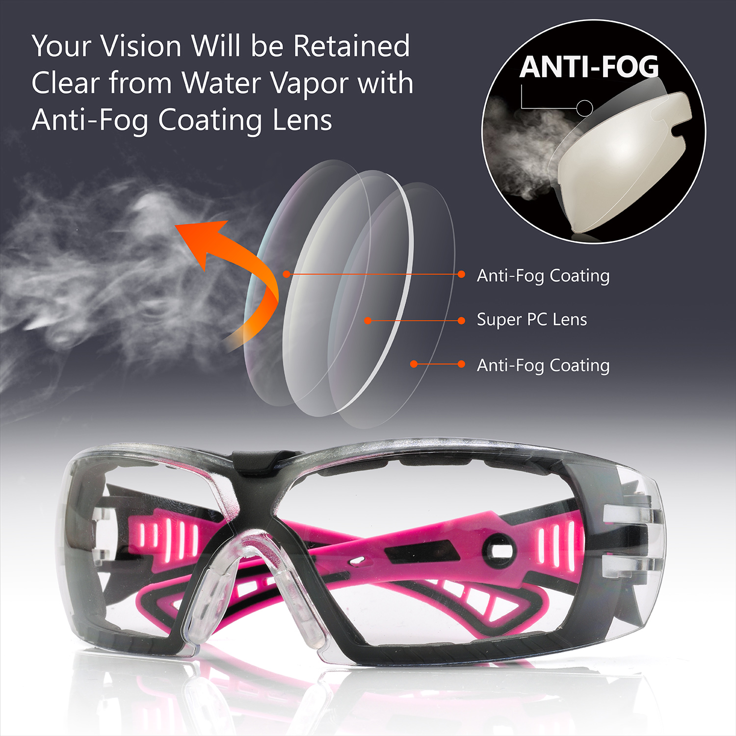 Ready Stock Anti Fog Lady Safety Glasses SG010