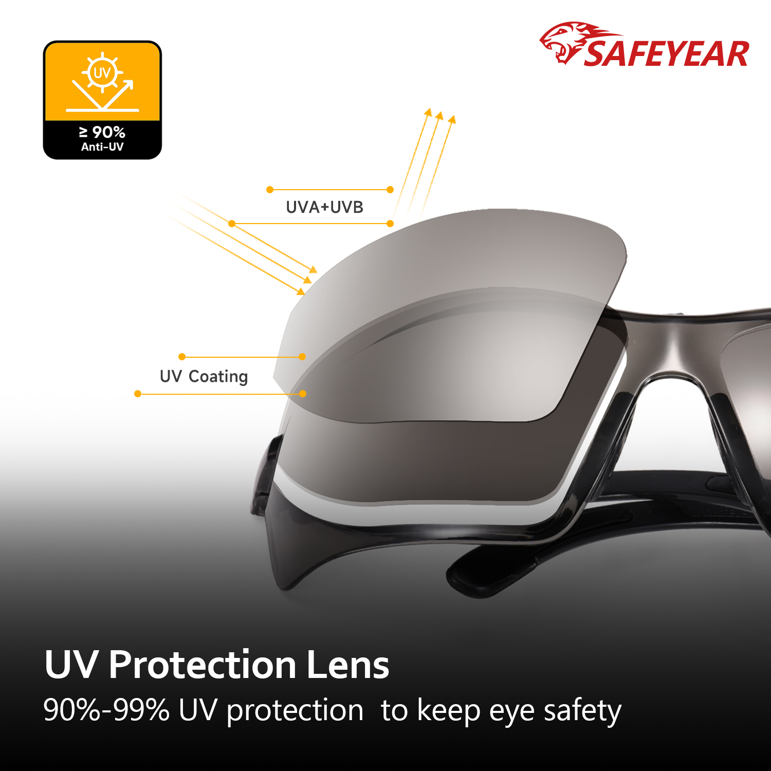 Industrial Black Lens Safety Glasses SG003 Black