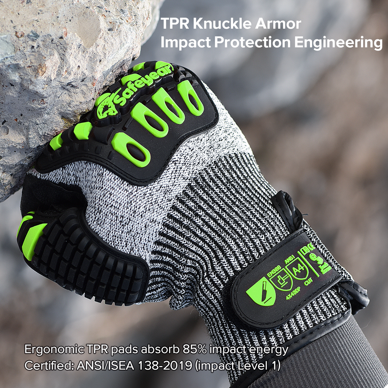 HDPE Cut Level Gloves Protective Work Gloves TPR9004 Green