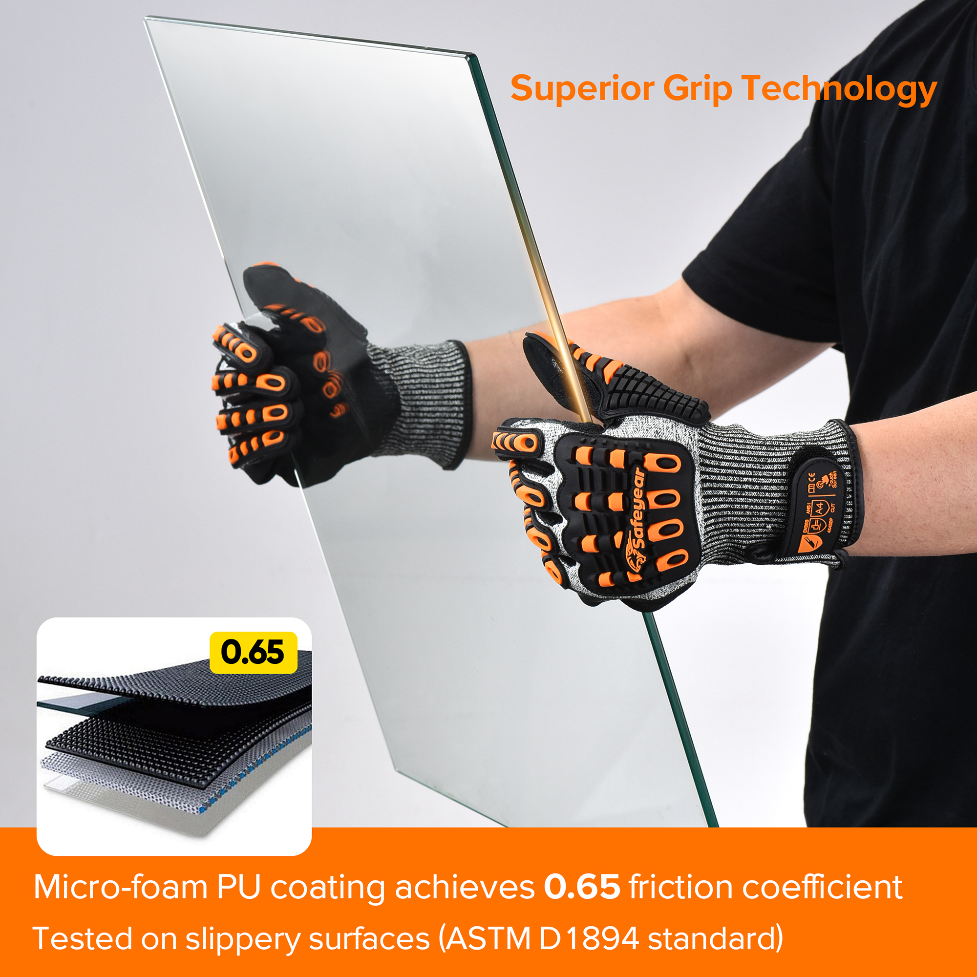 Factory Work Gloves Cut Resistant Mechanical Working Gloves TPR9004 Orange