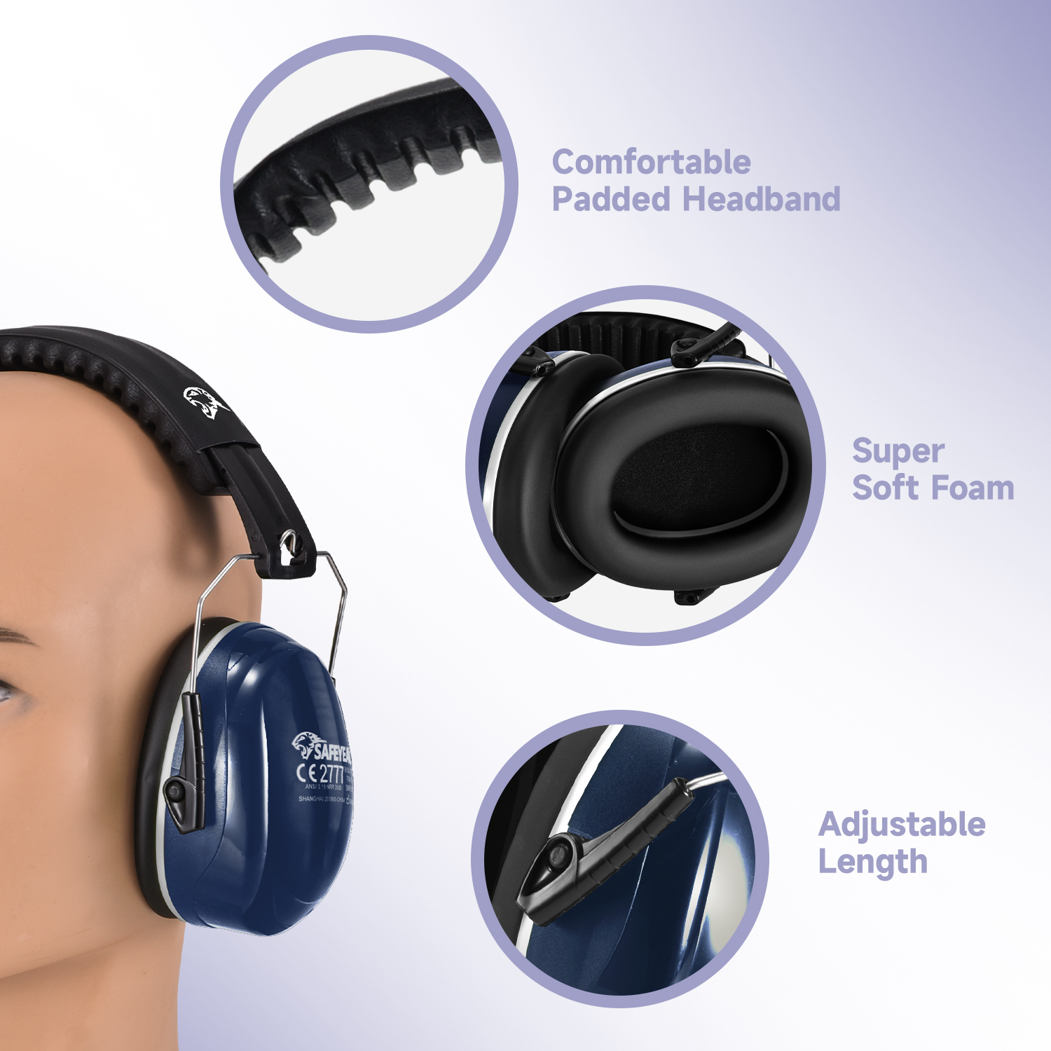 ABS Hearing Protection Ear Muffs Protective Ear Muffs Ready Stock FM-1B Blue