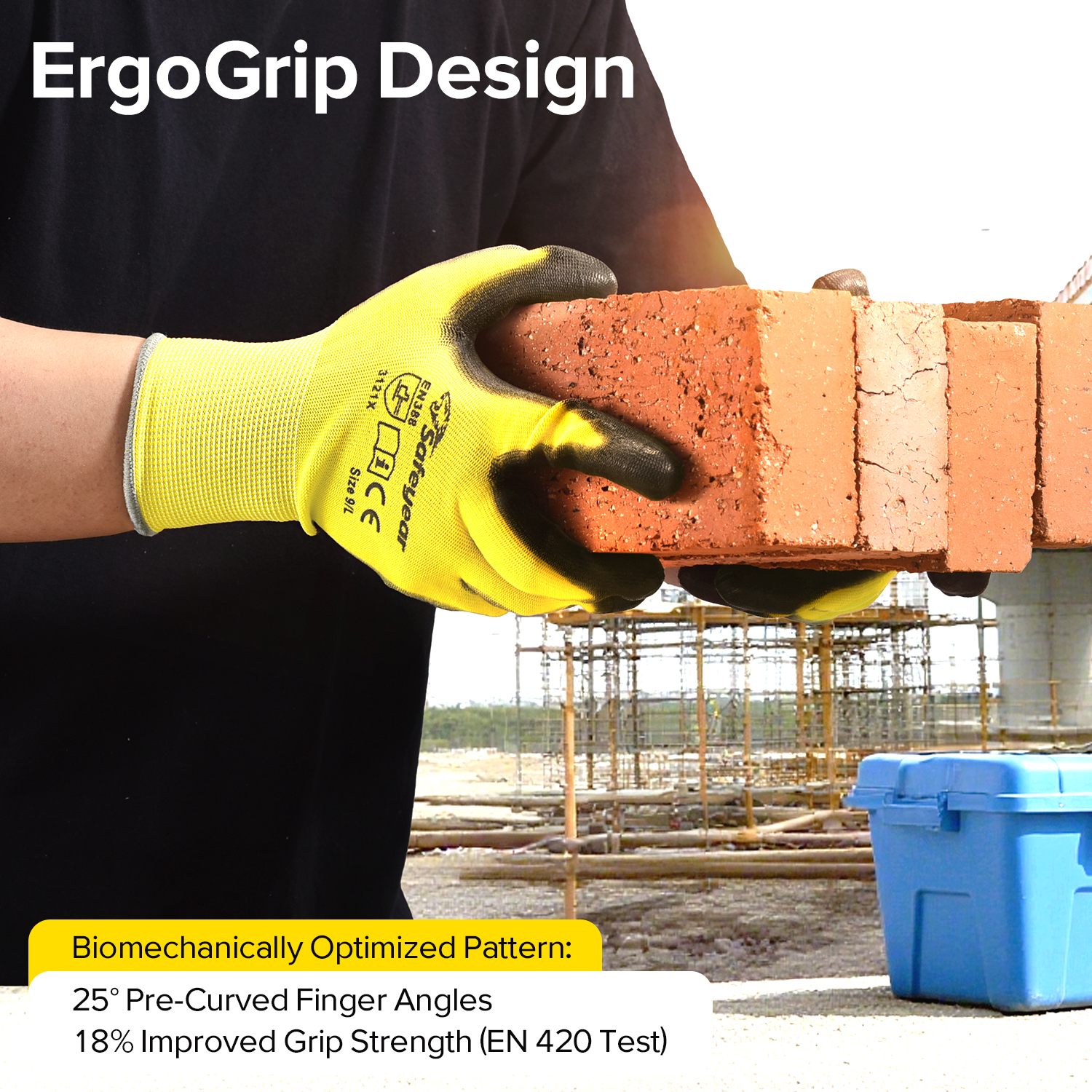 PU Coated Heavy Duty Work Gloves PN8003 Yellow