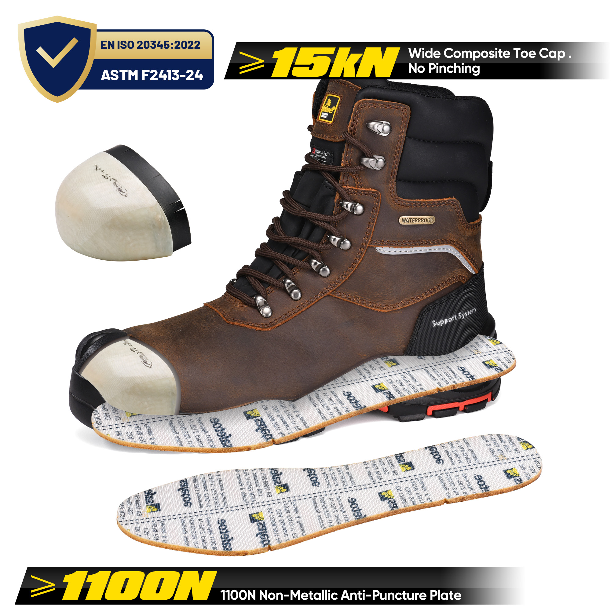 Mens Warm Safety Boots Oil Resistant Work Boots Waterproof H-9552