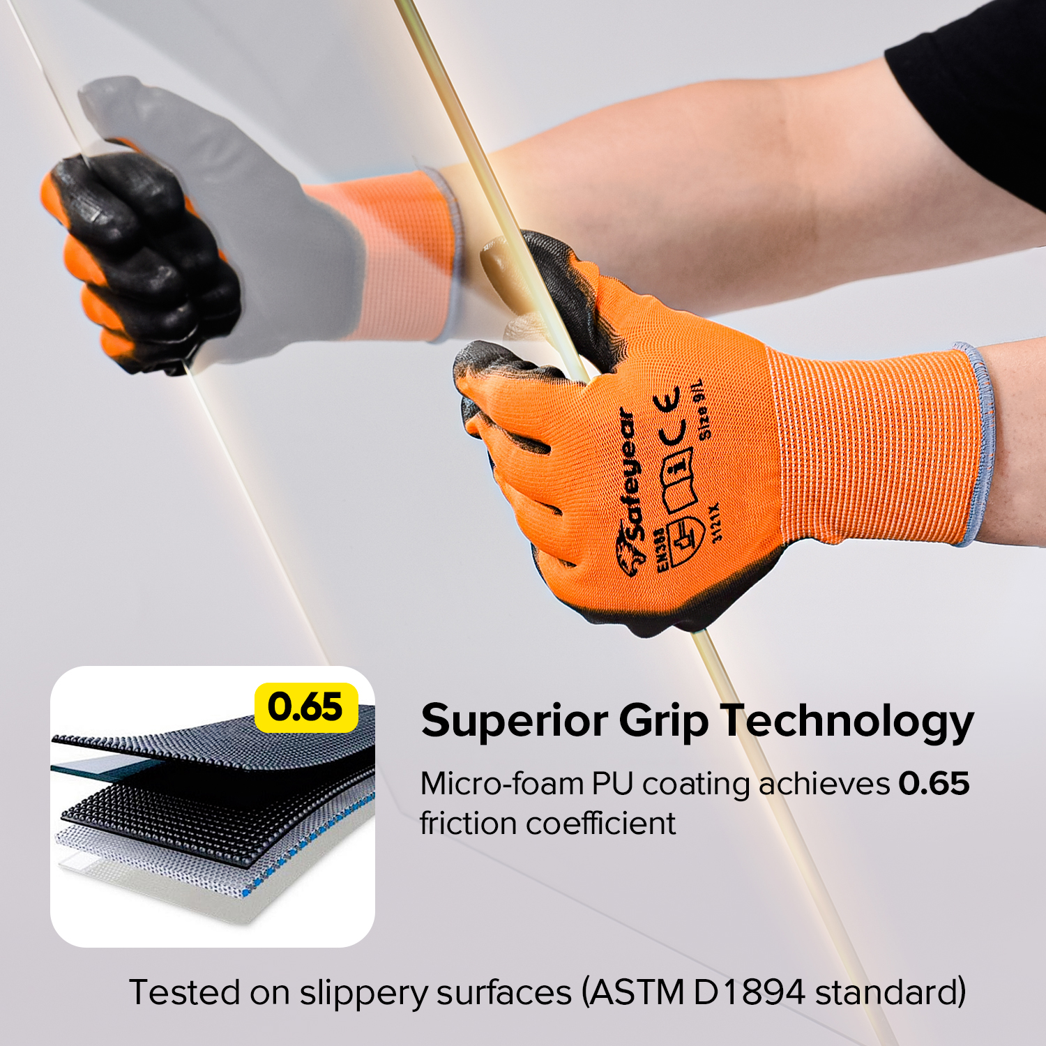 PU Coated Heavy Duty Work Gloves PN8003 Orange