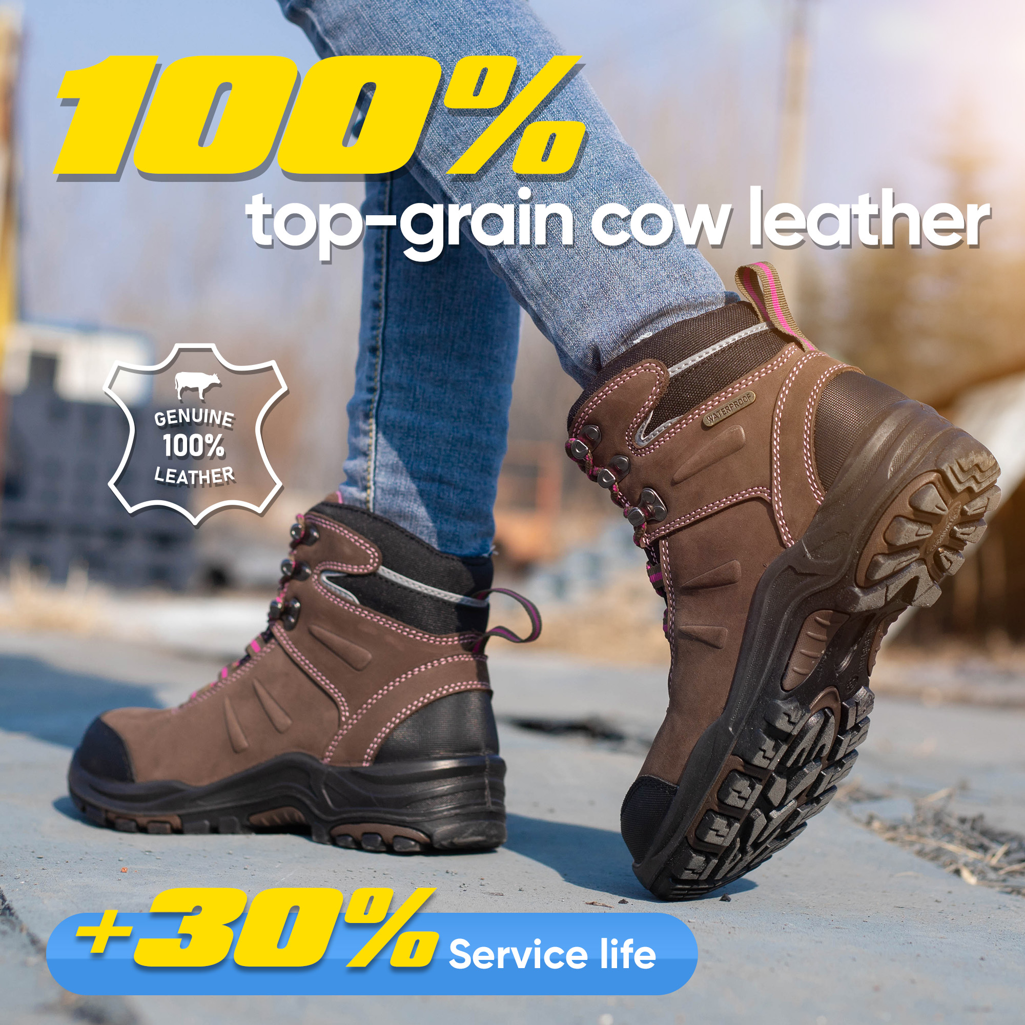 Waterproof & Slip Resistant Womens Work Boots with Composite Toe M-8553