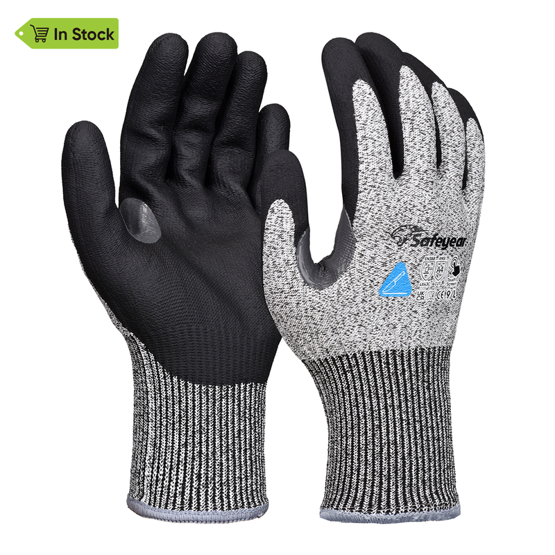 Construction Work Gloves Cut Resistant Safety Work Gloves PD8045 Black