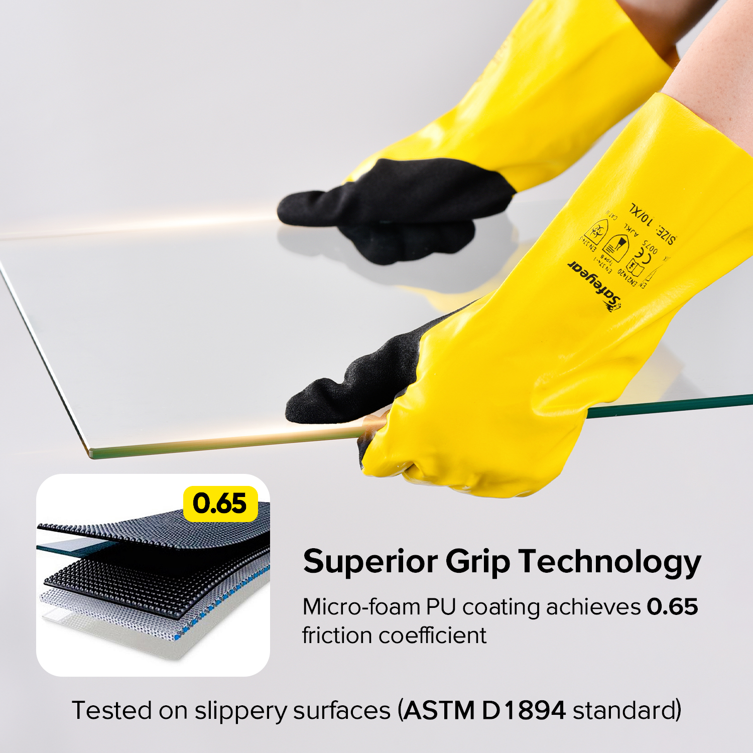 Chemical And Oil Resistant Work Gloves NSL1868 Yellow