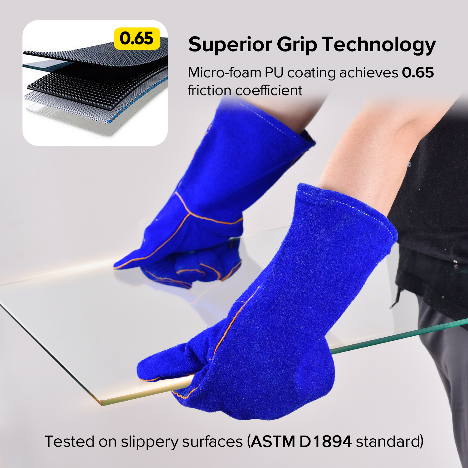 Welder Leather Work Gloves S-H24 Blue