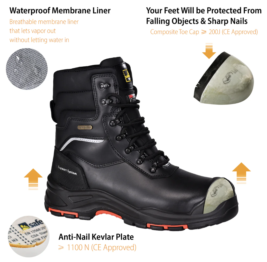 Oil-Resistant Work Boots with Water-Resistant Membrane H-9552BK