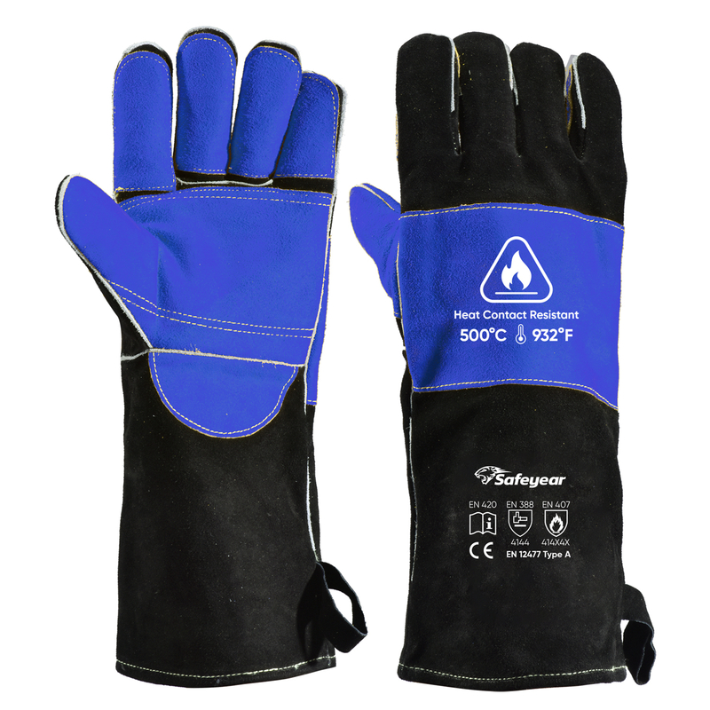 High Temperatre Leather Mitten Gloves High Temperatre Leather Mitten Gloves FL-1023 Black & Blue