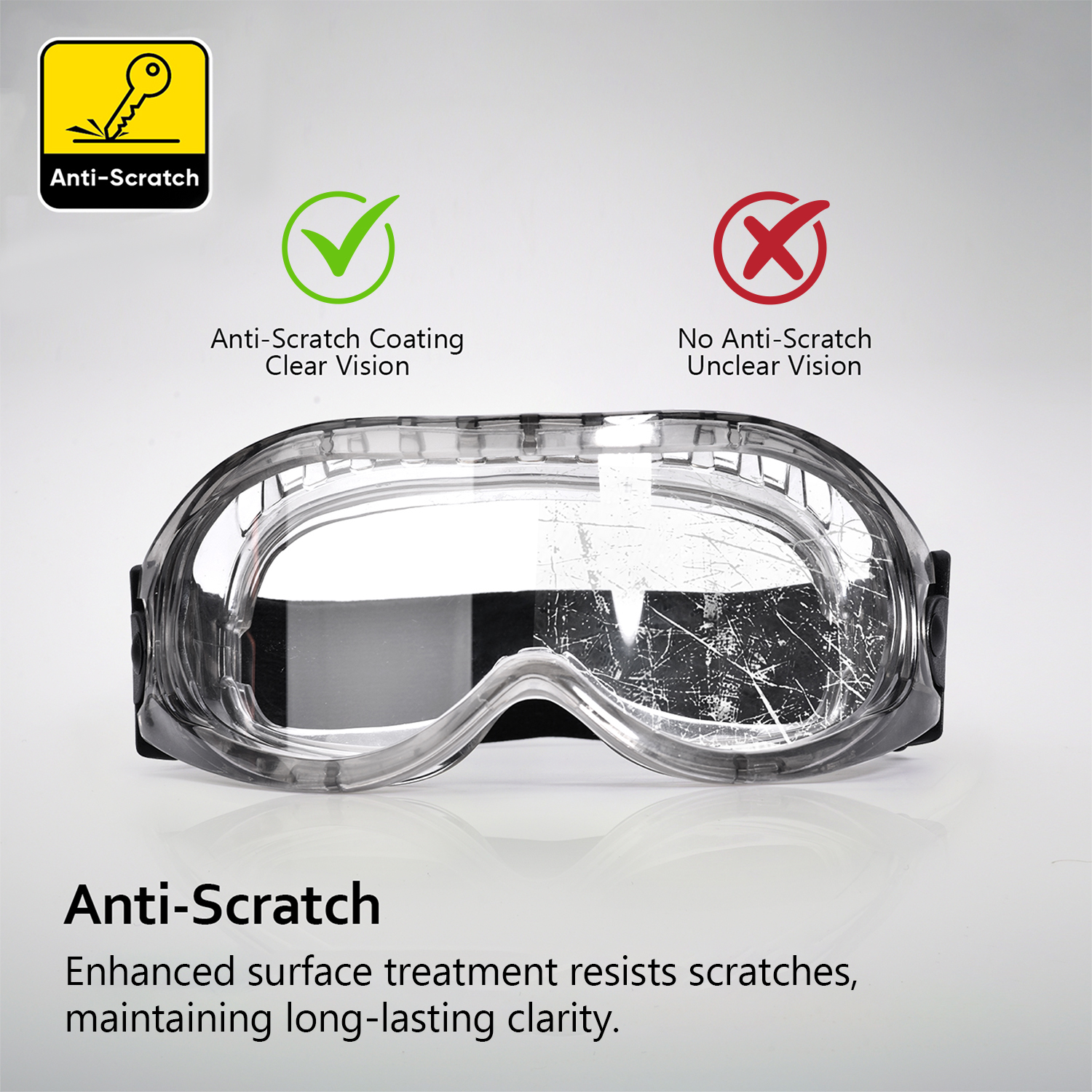 OTG Anti-Fog Safety Goggles with Adjustable Strap | ANSI Z87.1 & EN166