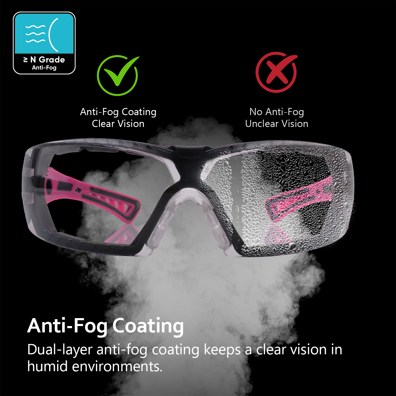 Women Fit Anti-Fog Safety Glasses | ANSI Z87.1 & CE EN166