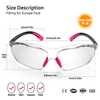 Anti Fog Safety Glasses ANSI Z87.1 CE EN166 UV400 Protective Eyewear SG003 Pink