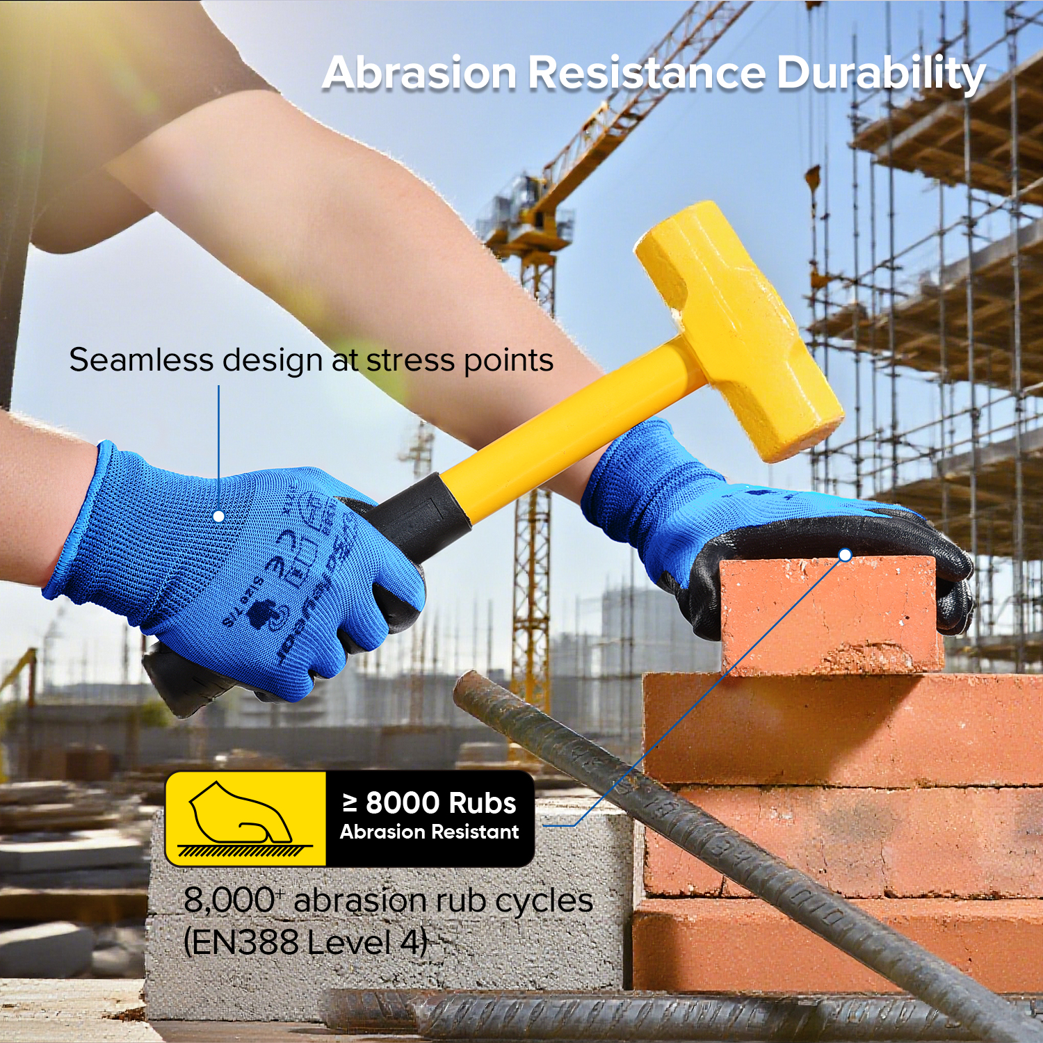 EN 388 3121X Safety Gloves for Assembly & Warehouse Handling N1552 Guarder Max Blue