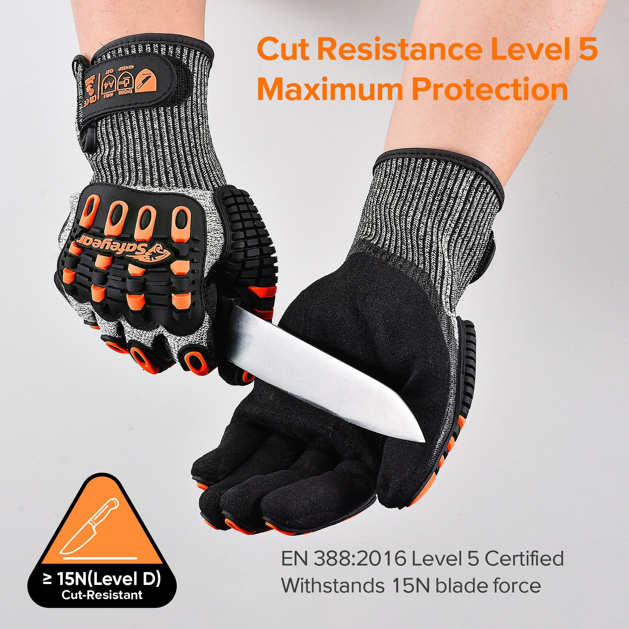 Factory Work Gloves Cut Resistant Mechanical Working Gloves TPR9004 Orange
