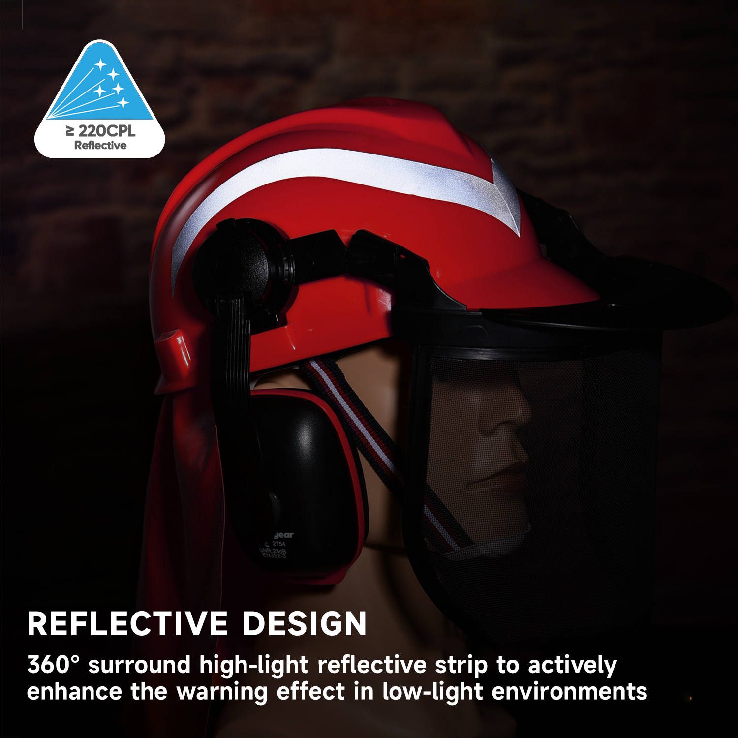 Safety Helmets & Face Shield & Earmuff M-5009 Red