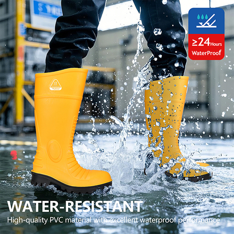 PVC Gum Boots Waterproof W-6055 Yellow