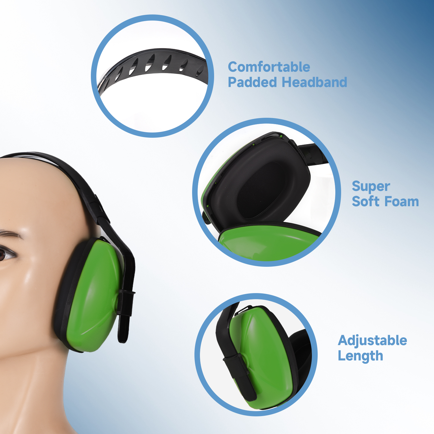  Protective Ear Muffs Noise Cancelling Hearing EM-5003 Green